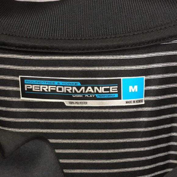 Roundtree & Yorke Black & White Striped Polo Shirt - Picture 3 of 4